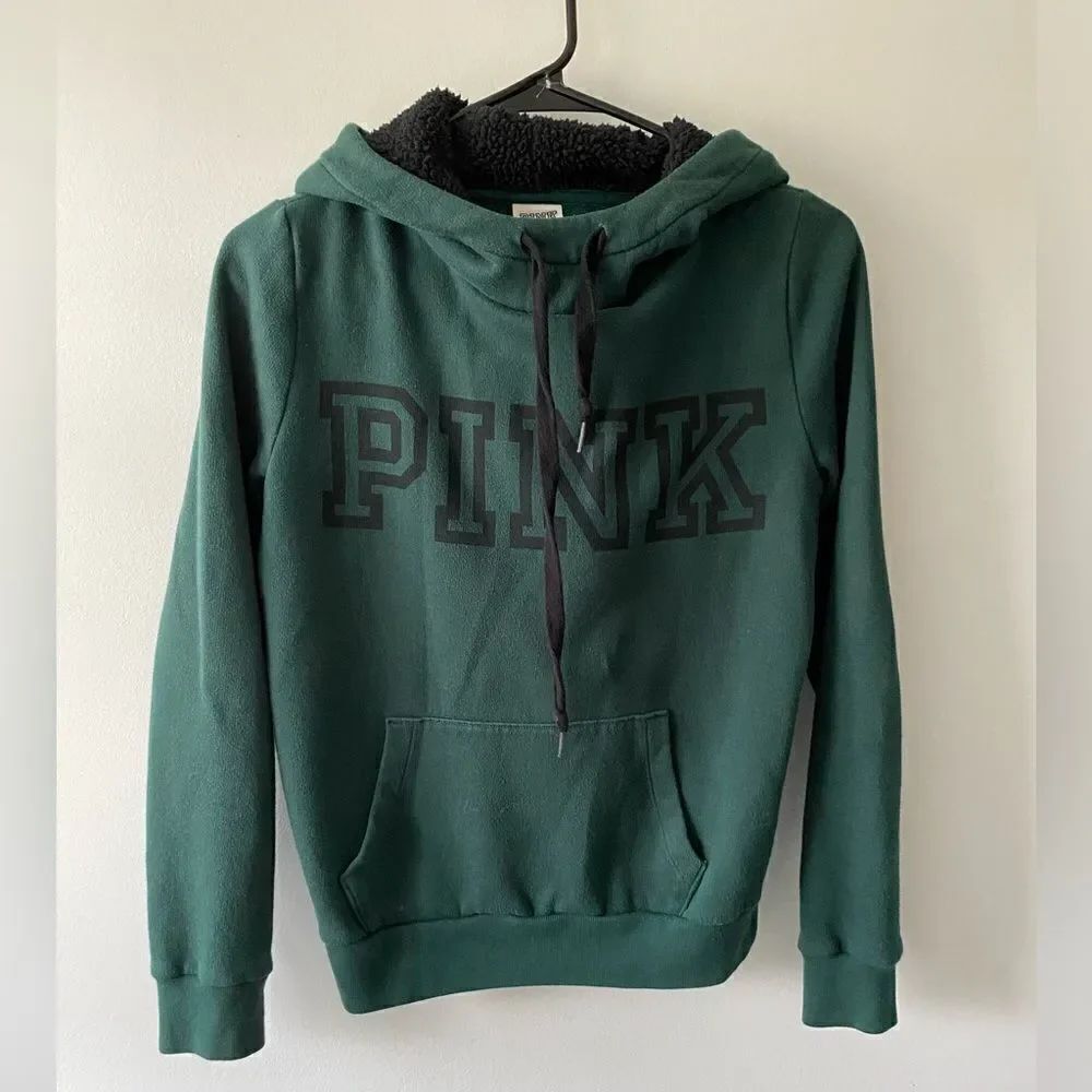 Pink Victoria’s Secret green hoodie